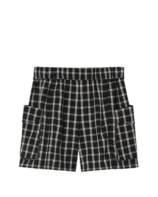 B+ AB Black Check-Pattern Shorts