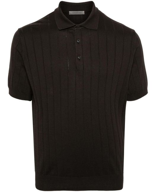 Corneliani Black Wide-ribbed Polo Shirt for men