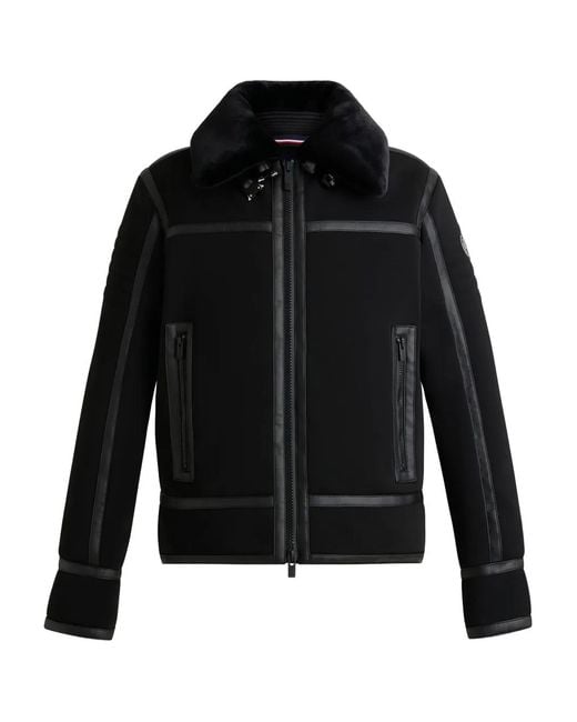 Fusalp Black Leather-Trimmed Bomber Jacket for men