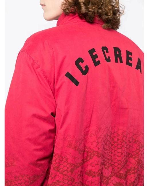 ICECREAM Red Snakeskin-Print Padded Jacket for men