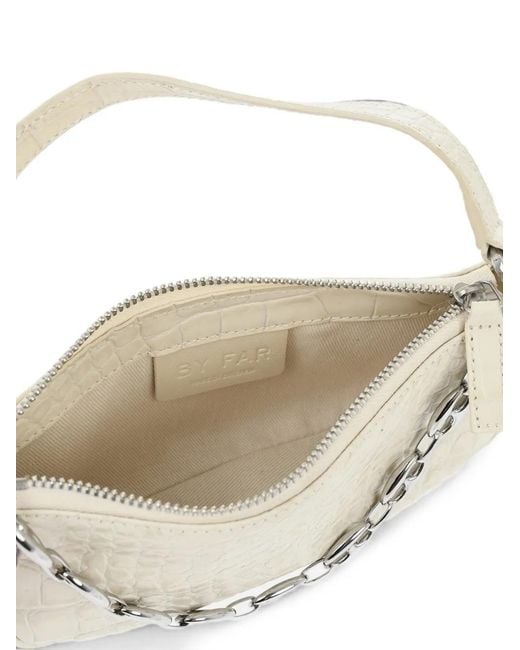 By Far White Mini Crocodile-Effect Leather Shoulder-Bag