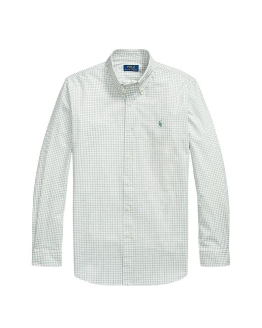 Polo Ralph Lauren White Pony-Embroidered Checked Shirt for men