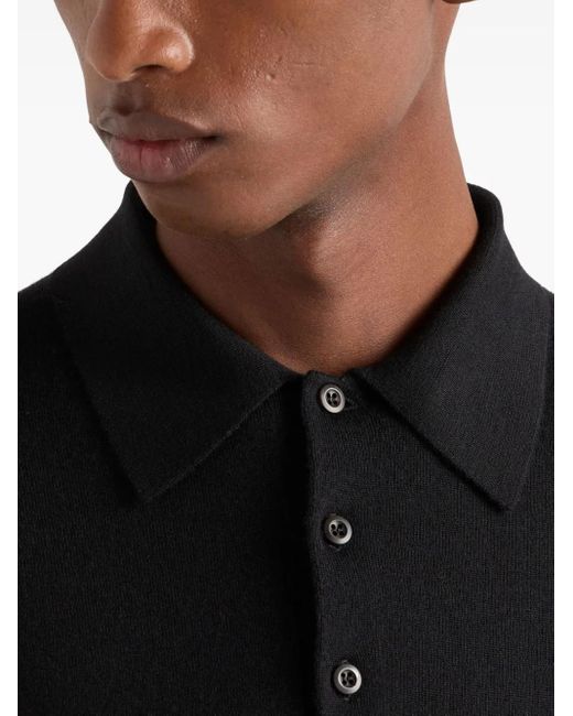 Prada Fijngebreid Poloshirt in het Black voor heren