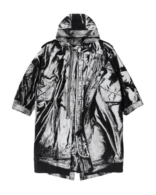 Jean Paul Gaultier プリント パーカーコート Black