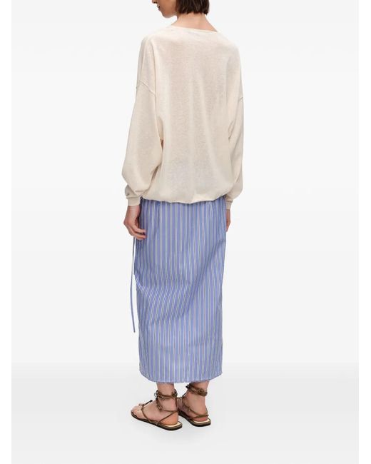 Bimba Y Lola Blue Straight Striped Sarong Skirt