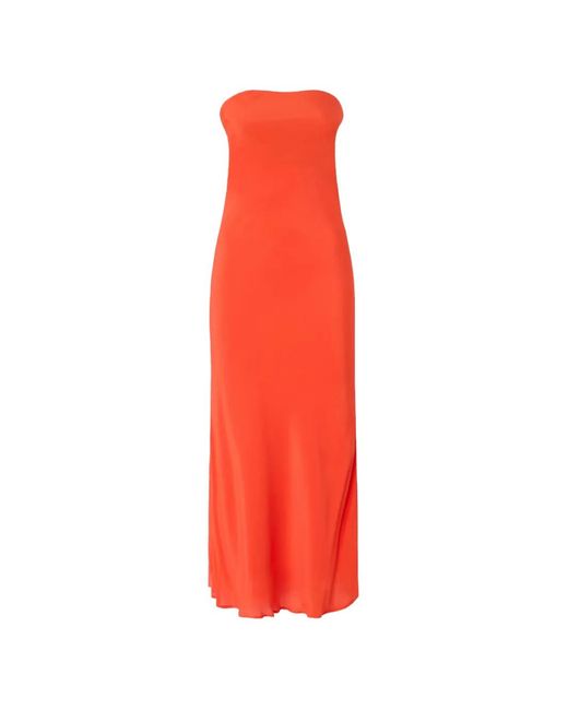 Pinko Maxi Bandeau Jurk Van Viscose En Zijde Crêpe De Chine in het Red
