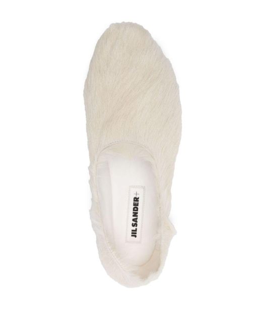 Jil Sander White Calf-Hair Slippers