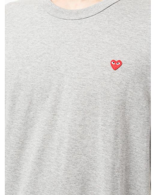 COMME DES GARÇONS PLAY Gray Embroidered Heart T-Shirt for men