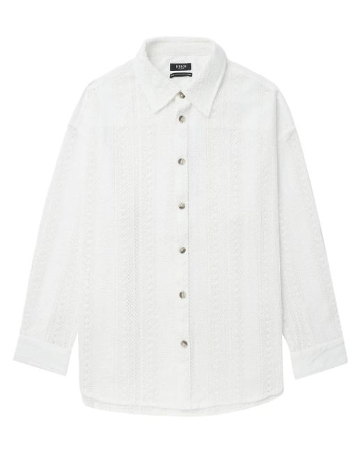FIVE CM White Crochet Cotton Shirt for men