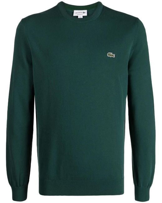 Lacoste Green Logo-Embroidered Cotton Jumper for men