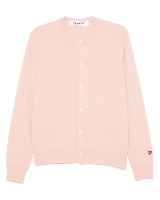 COMME DES GARÇONS PLAY Pink Marl Knit Red Heart Cardigan