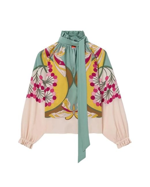 LaDoubleJ Pink Cerere Ruffled Pussy-Bow Blouse