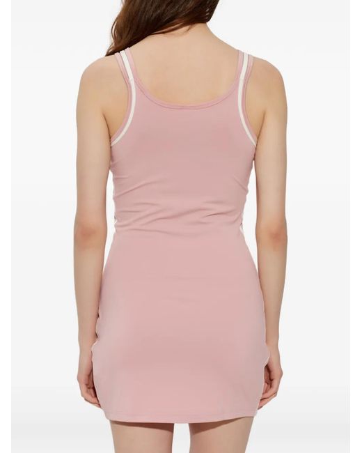 Adidas Pink Logo-Embroidered Side-Stripe Dress