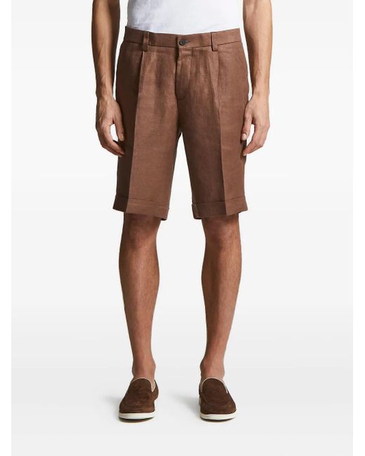 Peserico White Pleated Linen Shorts for men
