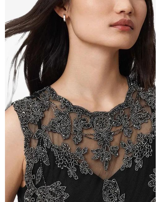 AllSaints Black Inaya Floral-Detail Mini Dress