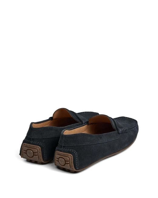 Hackett Black Mocassins Driver En Daim for men