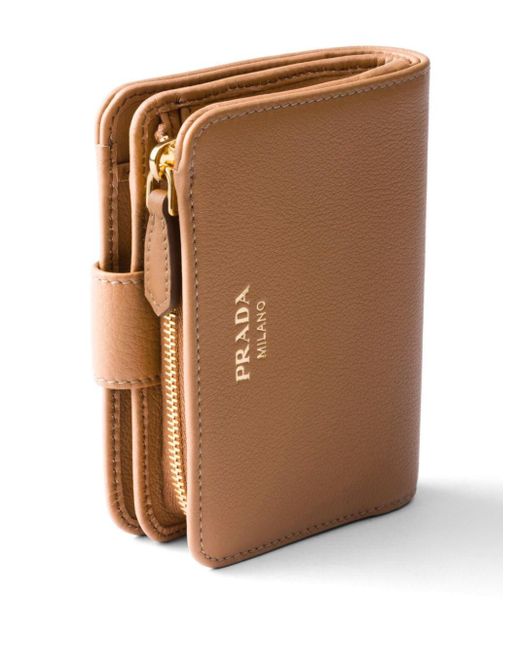 Prada Brown Small Logo-stamp Leather Wallet