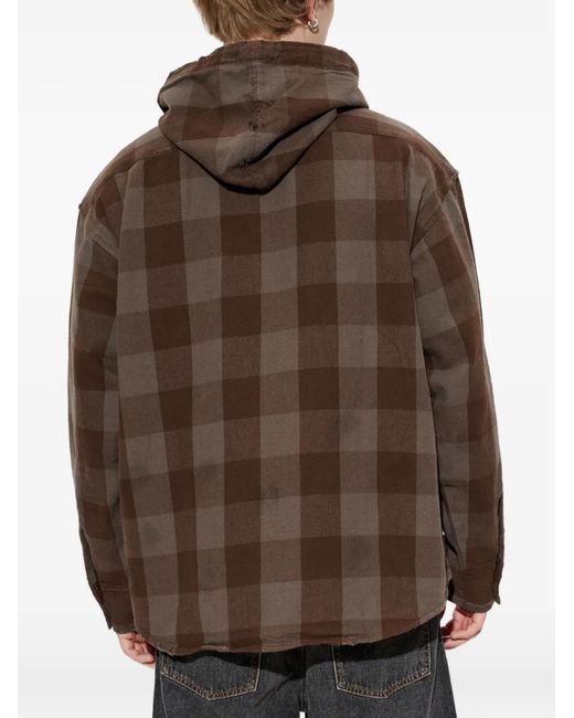DIESEL Brown Distressed Hooded Shirt for men