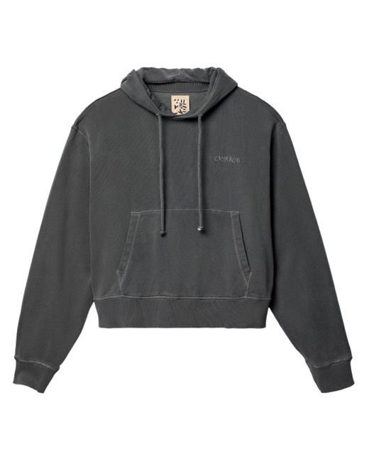 Camper Gray Logo-embroidered Cotton Hoodie