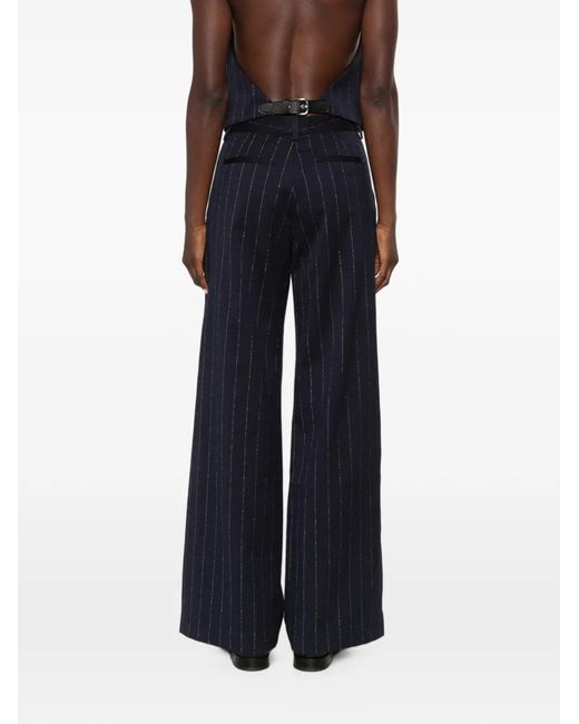 Maje Blue Pinstripe-Pattern Palazzo Pants