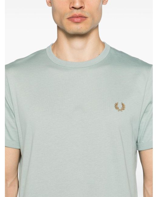 Fred Perry Blue Logo-embroidered Cotton T-shirt for men