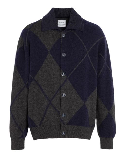 Barrie Blue Argyle-Pattern Cardigan for men