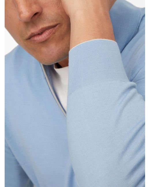 Brunello Cucinelli Blue Fine-knit Zip-up Cardigan for men