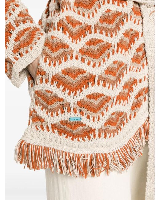 Alanui Brown Hawa Mahal Patterned-Intarsia Cardigan