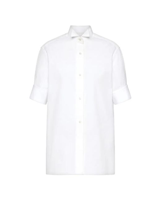 Maison Margiela White Wing-Collar Short-Sleeve Shirt