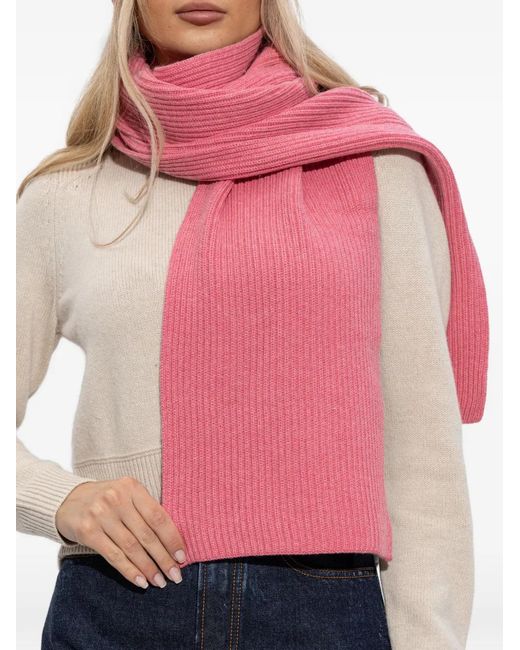 Isabel Marant Pink Marion Ribbed-Knit Scarf