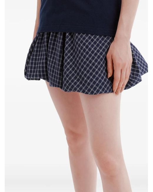 Falda Corta A Cuadros Chocoolate de color Blue