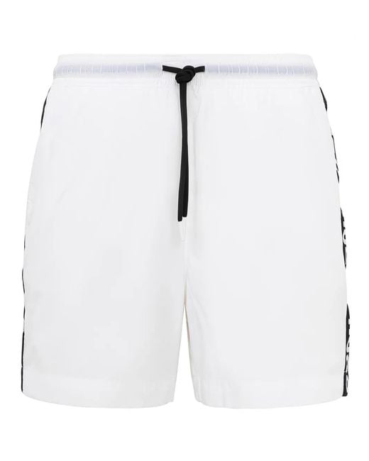 HUGO White Fab Drawstring Swim Shorts for men