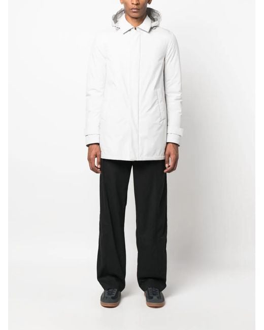 Herno White Detachable-Hood Feather-Down Jacket for men
