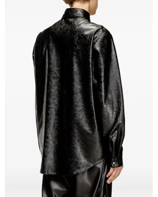 DIESEL Black Leather-Effect S-Simply-Qmbu Shirt for men