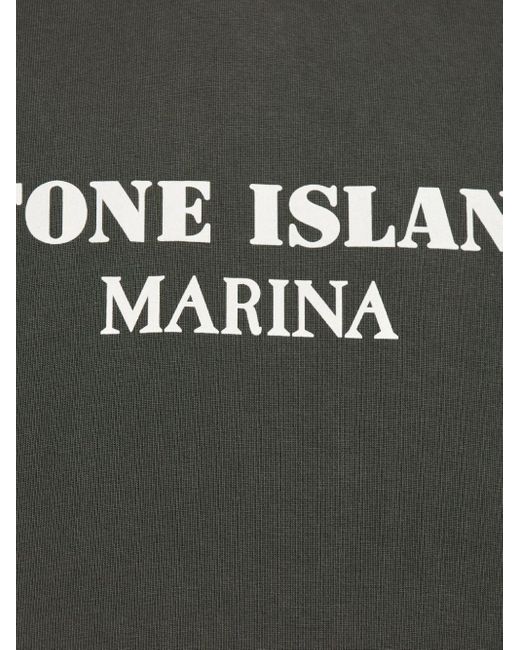 Hoodie en coton à logo imprimé Stone Island pour homme en coloris Gray