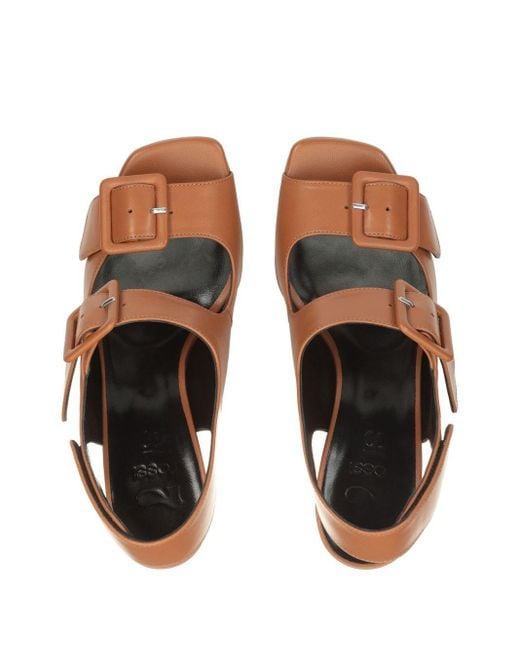 Sergio Rossi Brown Si Rossi 90mm Leather Sandals