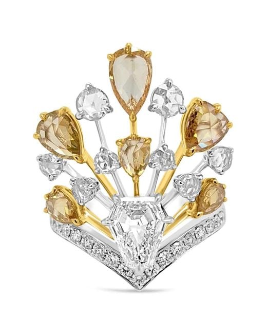 HYT Jewelry Metallic Fan-Shaped Diamond Cocktail Ring