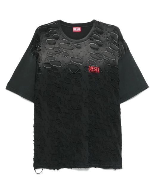 DIESEL Geripptes T-Shirt in Black für Herren