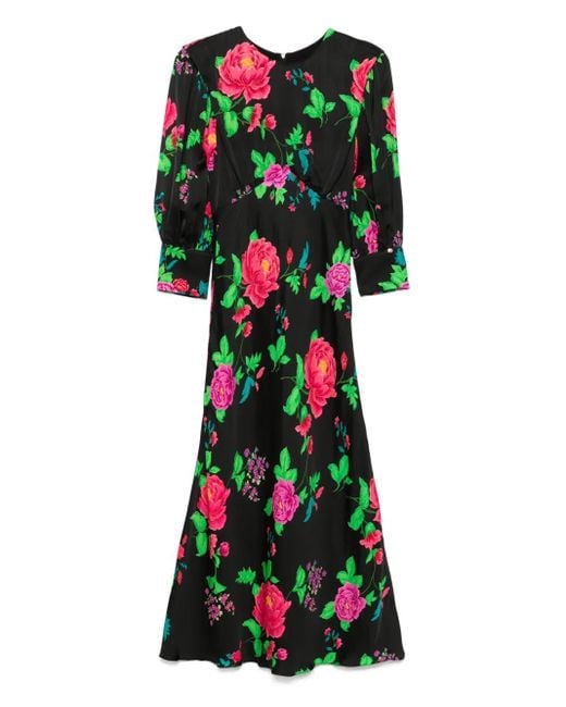 Nissa Green Printed Midi Dress