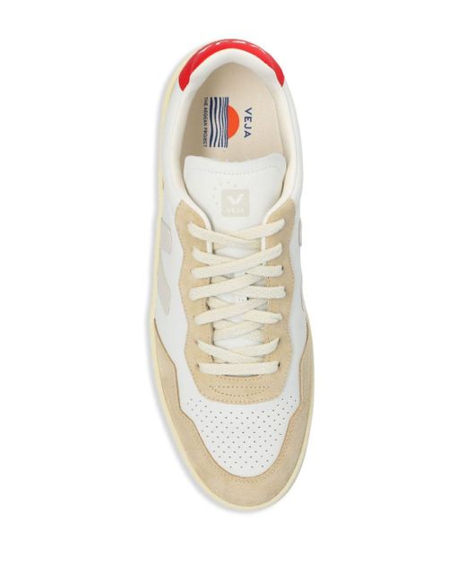 Veja White V-90 Leather Sneakers