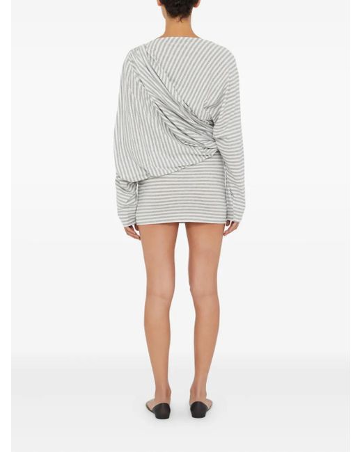 Christopher Esber Gray Alba Draped Striped Mini Dress