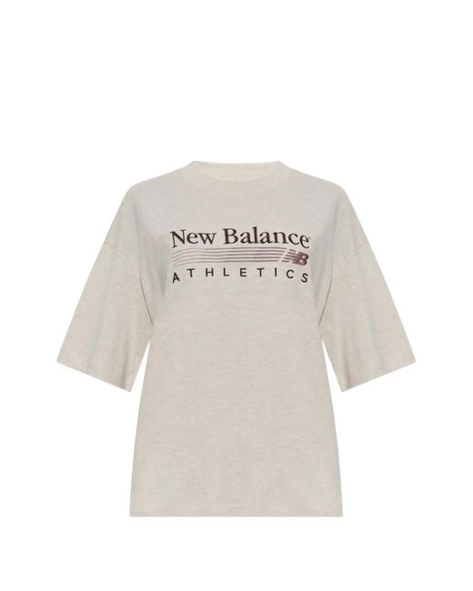 New Balance White Trackside Logo-Print T-Shirt