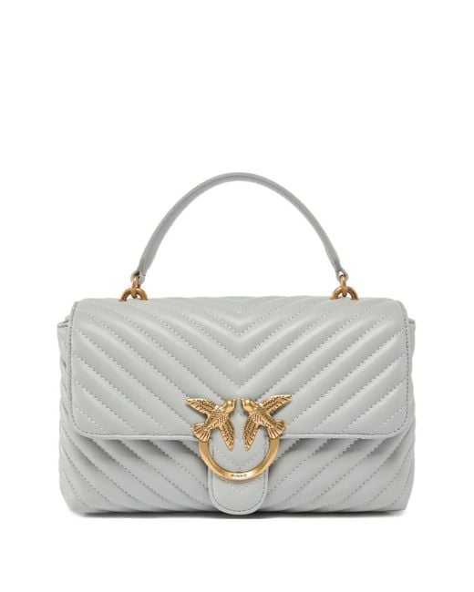 Pinko Gray Medium Love Chevron-Quilted Appliqué Tote Bag