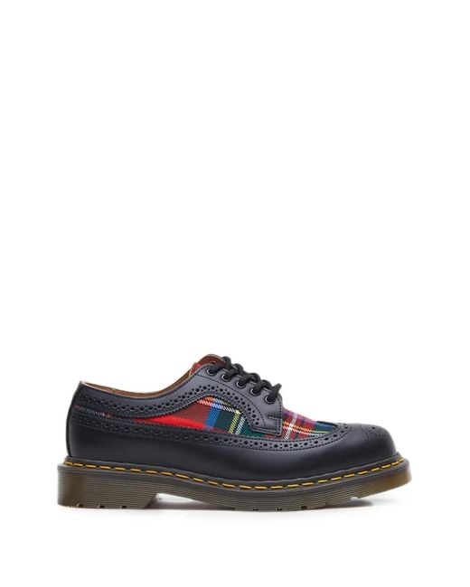 Dr. Martens Blue Tartan-Panel Brogue Derby Shoes for men