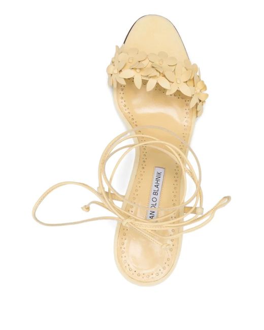 Manolo Blahnik Natural 90Mm Anista Heeled Sandals