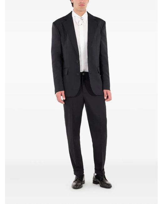 Roberto Cavalli Black Leopard-Print Lining Wool Blazer for men