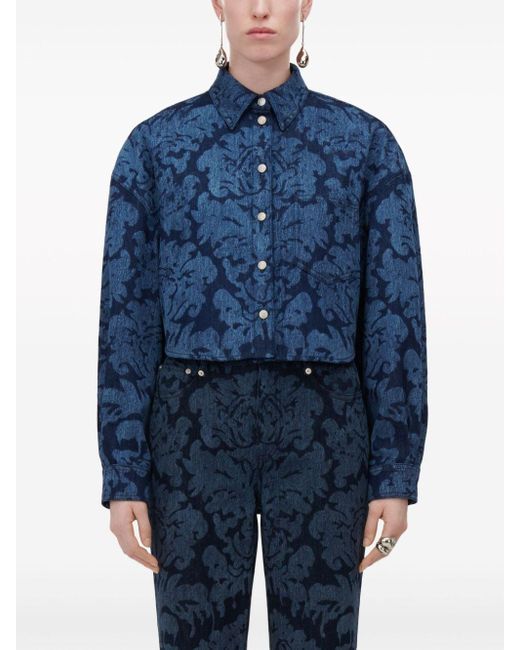 Alexander McQueen Blue Damask-jacquard Denim Shirt