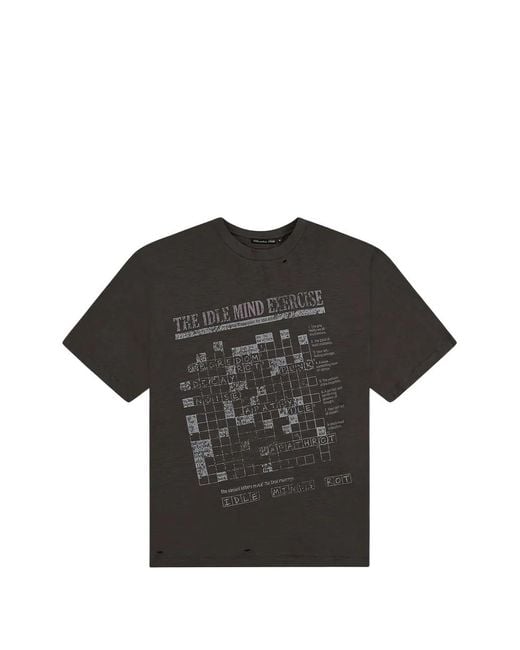 Boredom Kills Black Graphic-Print Distressed T-Shirt for men