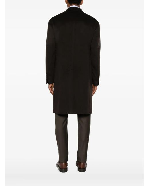 Tagliatore Black Double-Breasted Pocket Coat for men