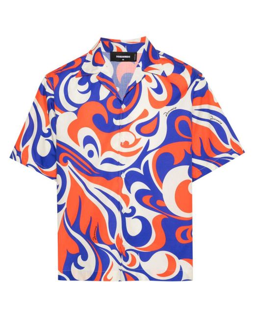 DSquared² Overhemd Met Abstracte Print in het Blue voor heren